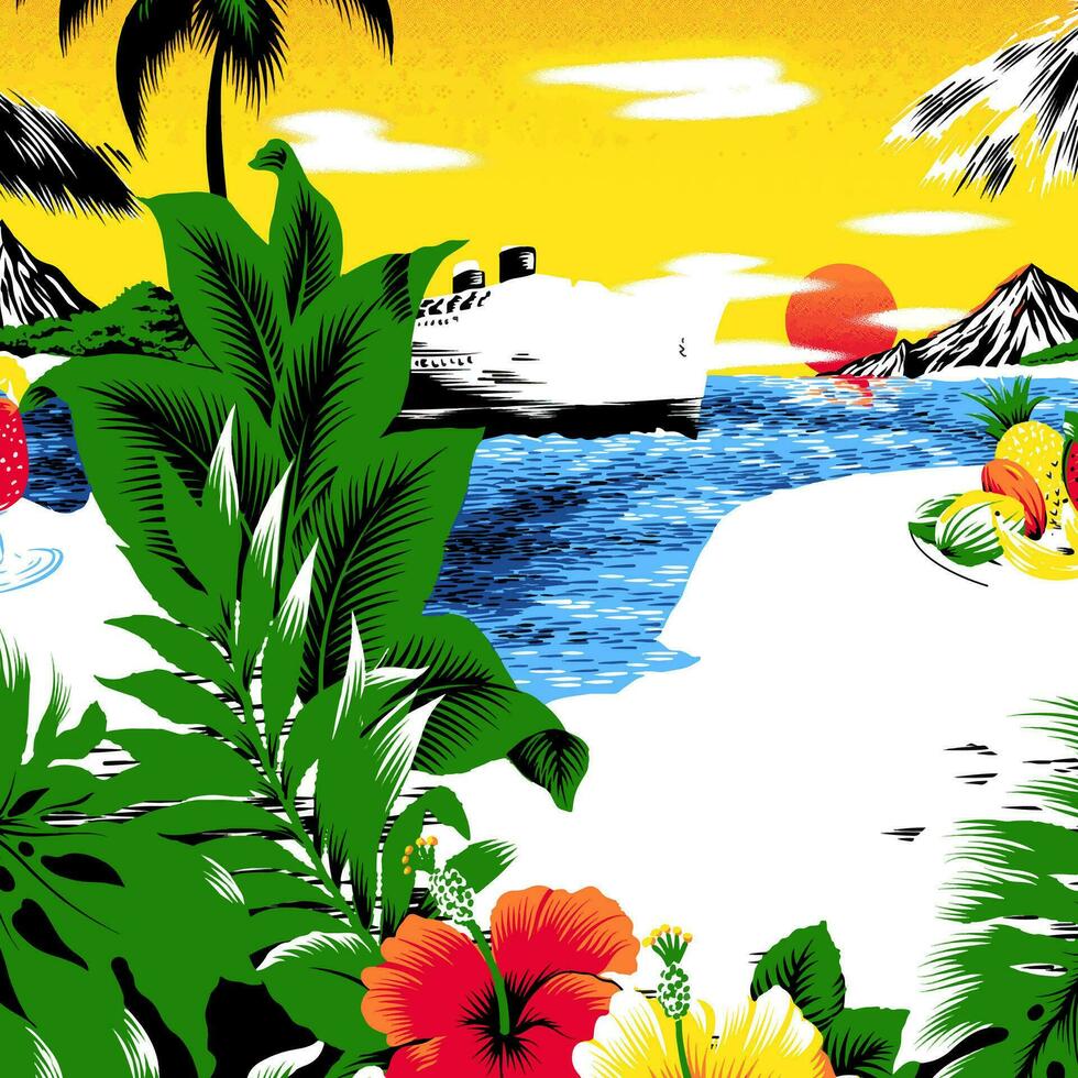 hawaiano y floral playa resumen modelo adecuado para textil y impresión necesidades vector