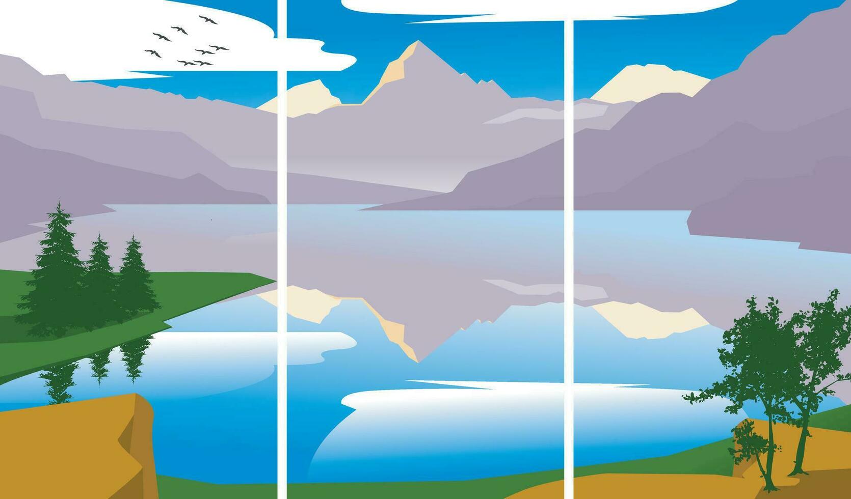 Abstract mountain painting, for wallpaper and interior, vector illustration.