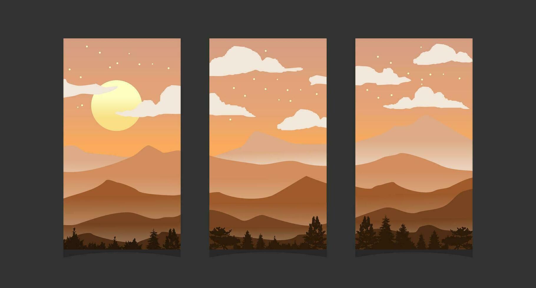 Abstract mountain painting, for wallpaper and interior, vector illustration.