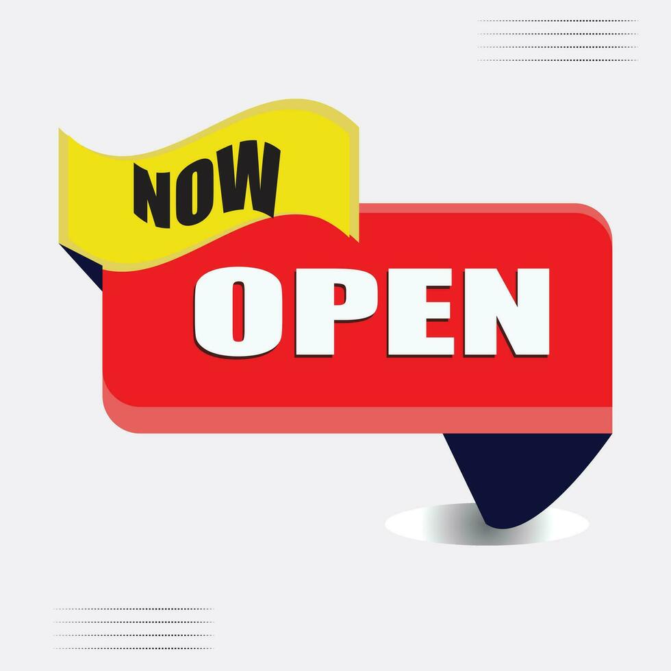 now open tag banner vector sign label