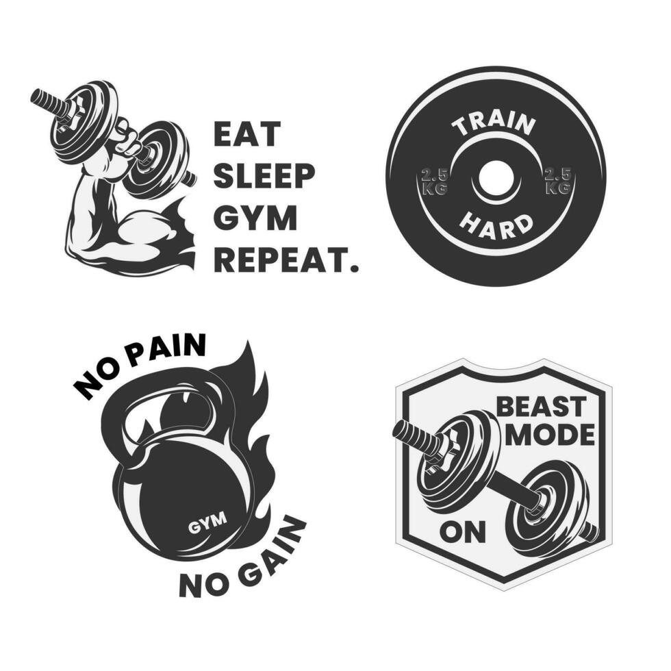 Ftiness Gym Sticker Pack Illustration Logo vector