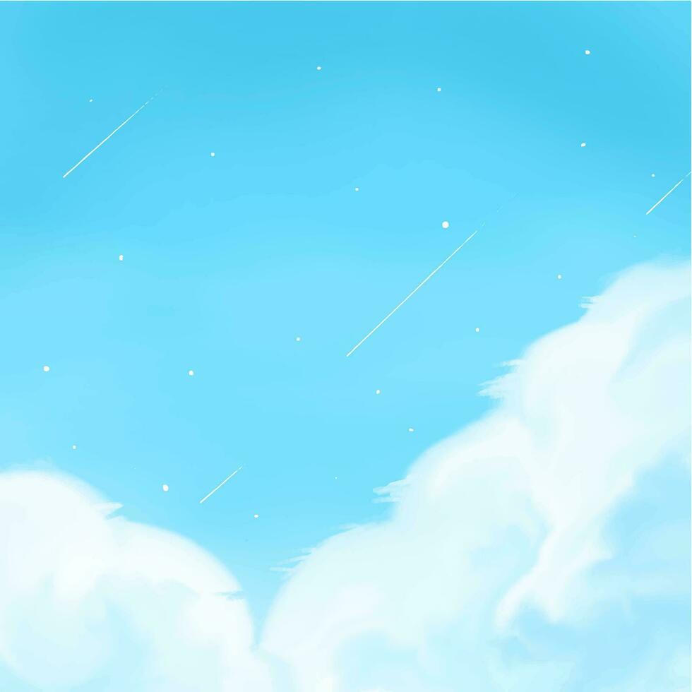 Handdrawing Cloud Sky Background Blue Sky Instagram Template vector