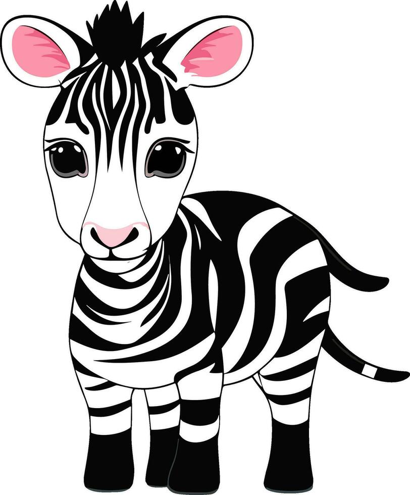 Cute Zebra Cartoon On White Background vector