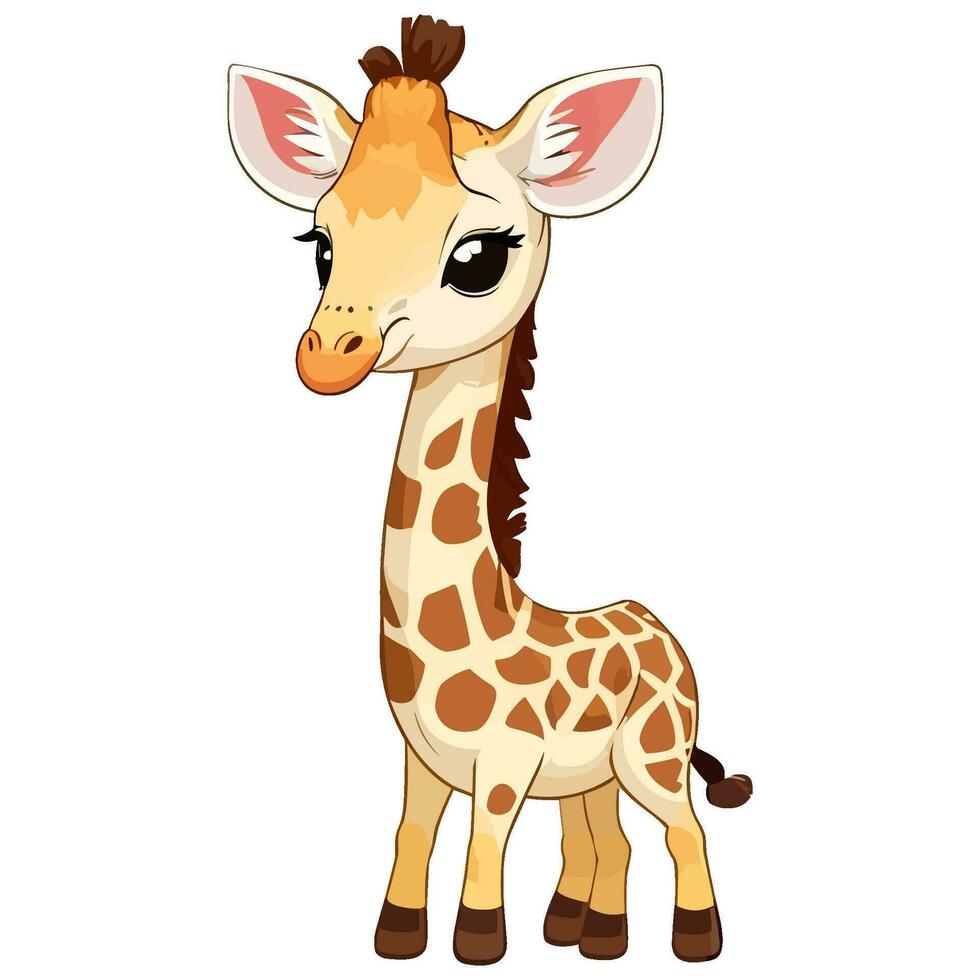 Cute Giraffe Cartoon On White Background vector