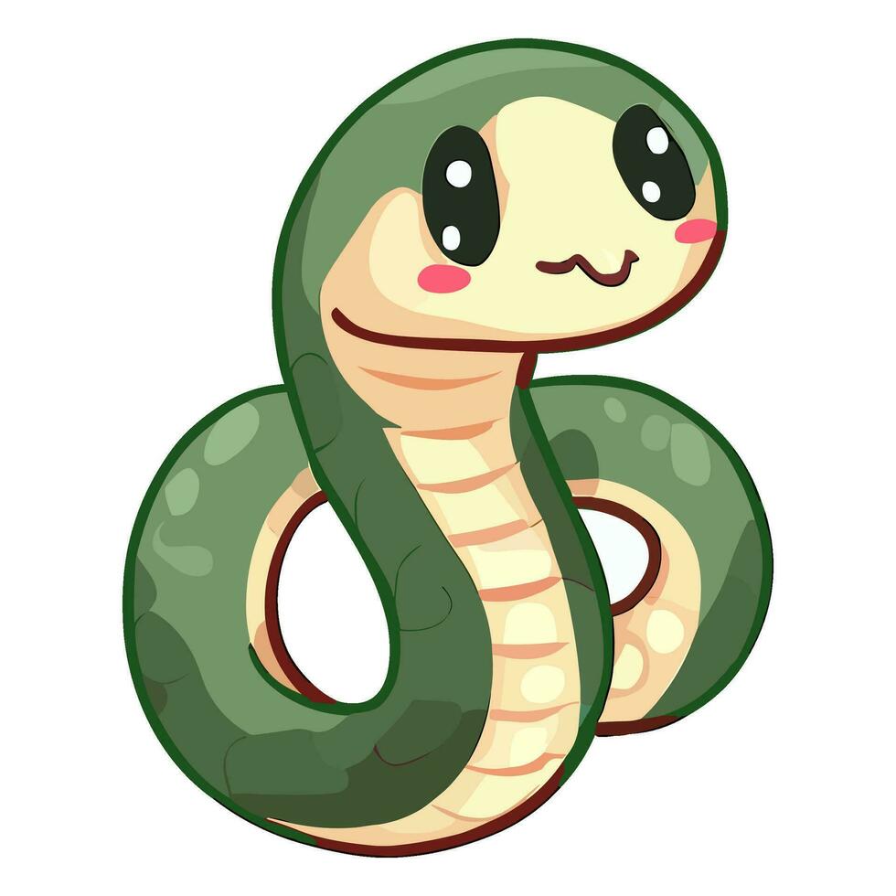 Cute Snake Cartoon On White Background vector