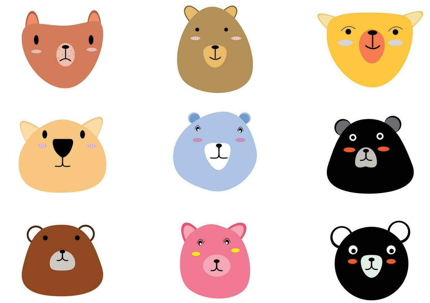 Animals Face Stickers Cute Animal Faces Kawaii Funny Emoji Sticker