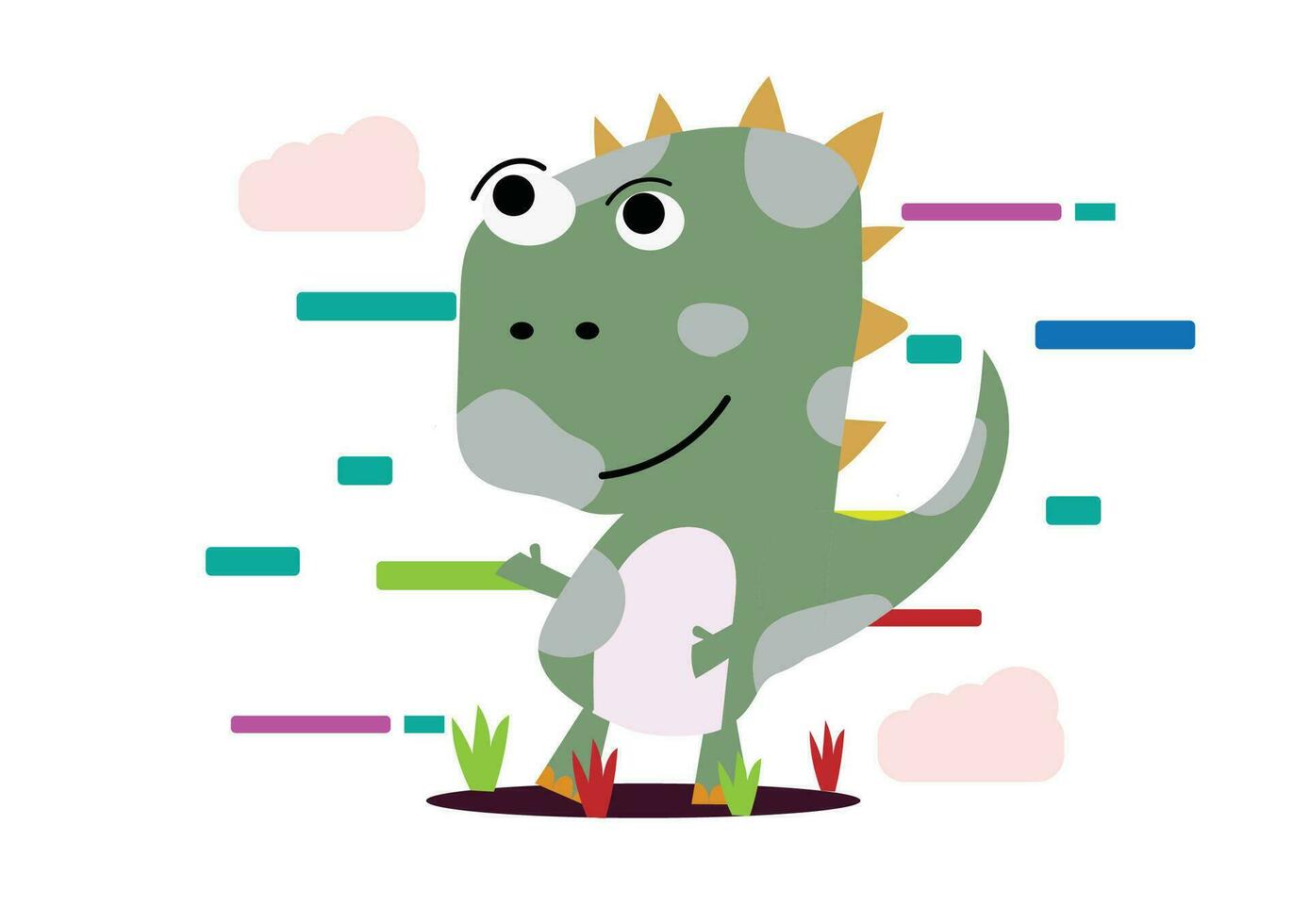 Cute dinosaur cartoon character illustration, Cute and funny small dinosaurs smiling, animal, funny, Cute dinosaur.Funny cartoon animail vector