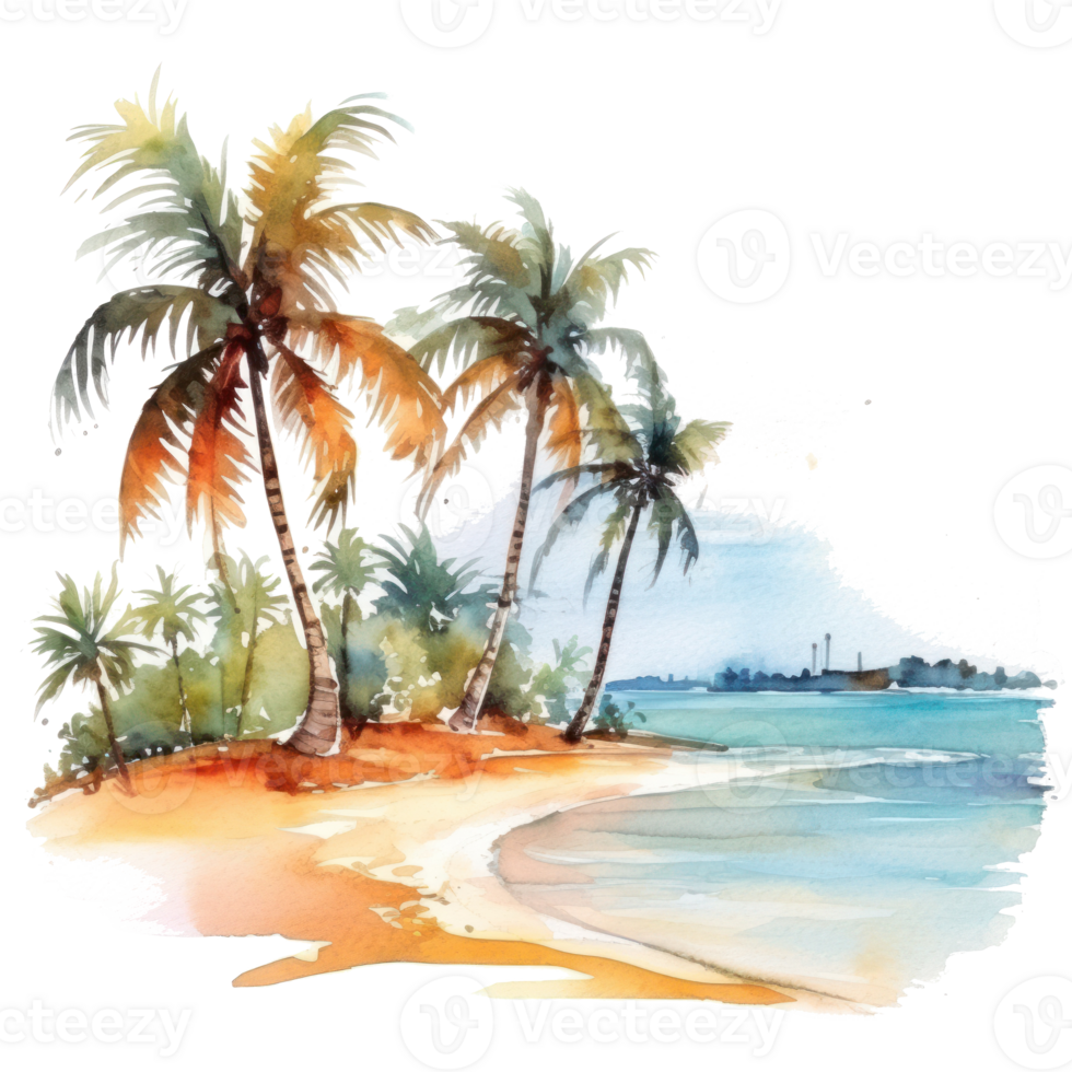 Watercolor tropical background. Illustration AI Generative png