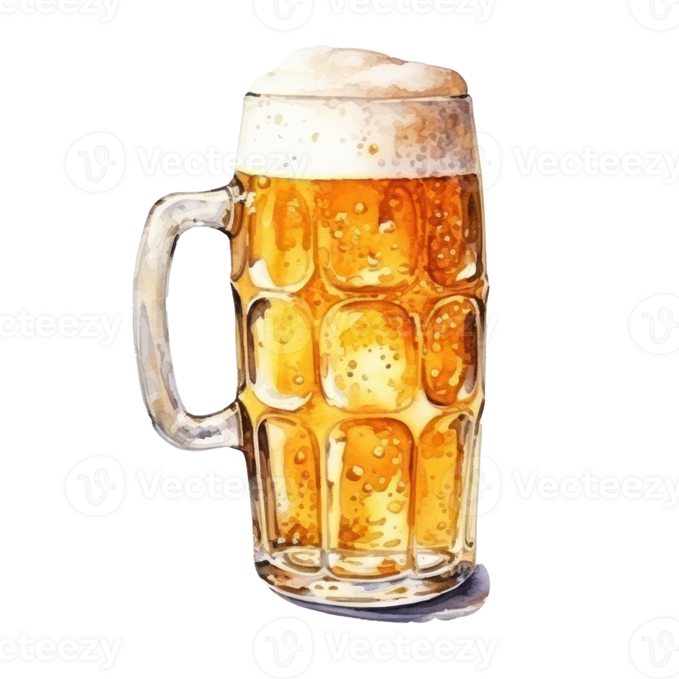 Watercolor beer glass isolated. Illustration AI Generative png