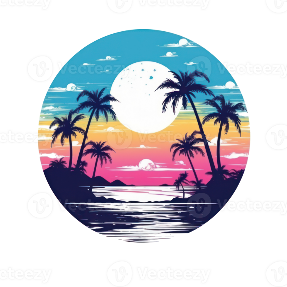 Summer tropical t-shirt design. Illustration png