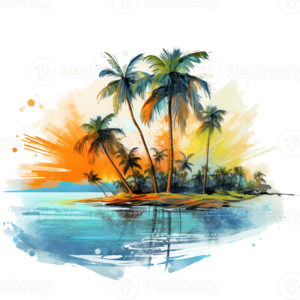 Watercolor tropical background. Illustration png