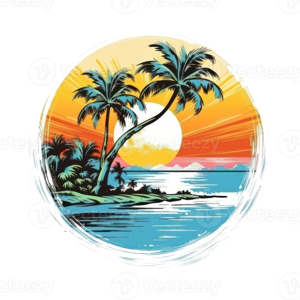 Summer tropical t-shirt design. Illustration AI Generative png