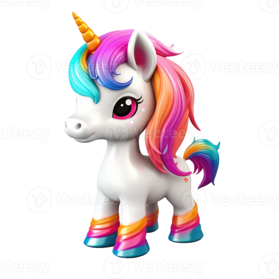Cute unicorn toy. Illustration png
