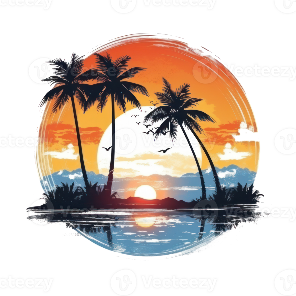 Summer tropical t-shirt design. Illustration png