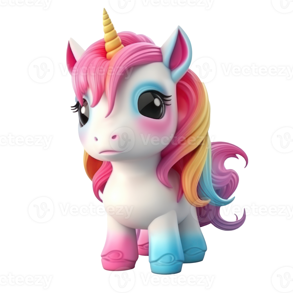 Cute unicorn toy. Illustration AI Generative png