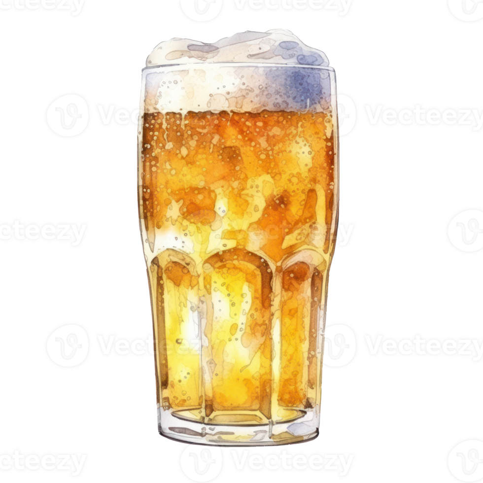 Watercolor beer glass isolated. Illustration AI Generative png
