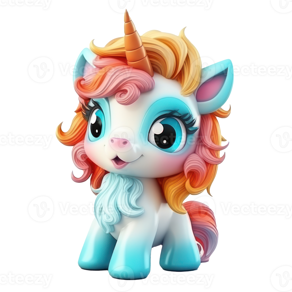Cute unicorn toy. Illustration png