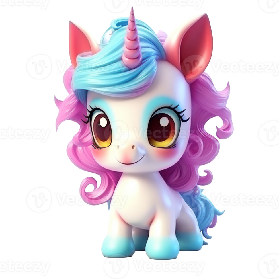 Cute unicorn toy. Illustration png