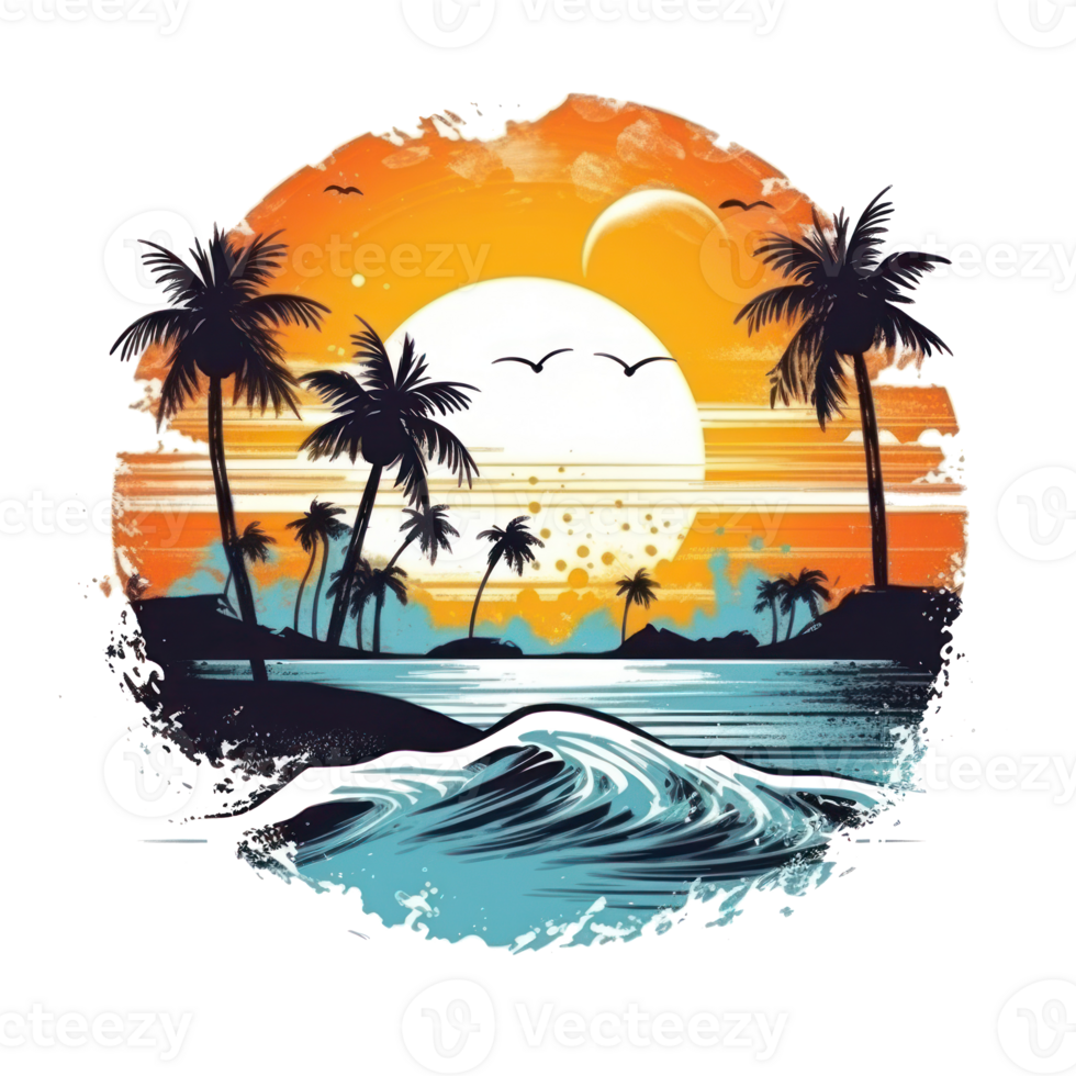 zomer tropisch t-shirt ontwerp. illustratie ai generatief png