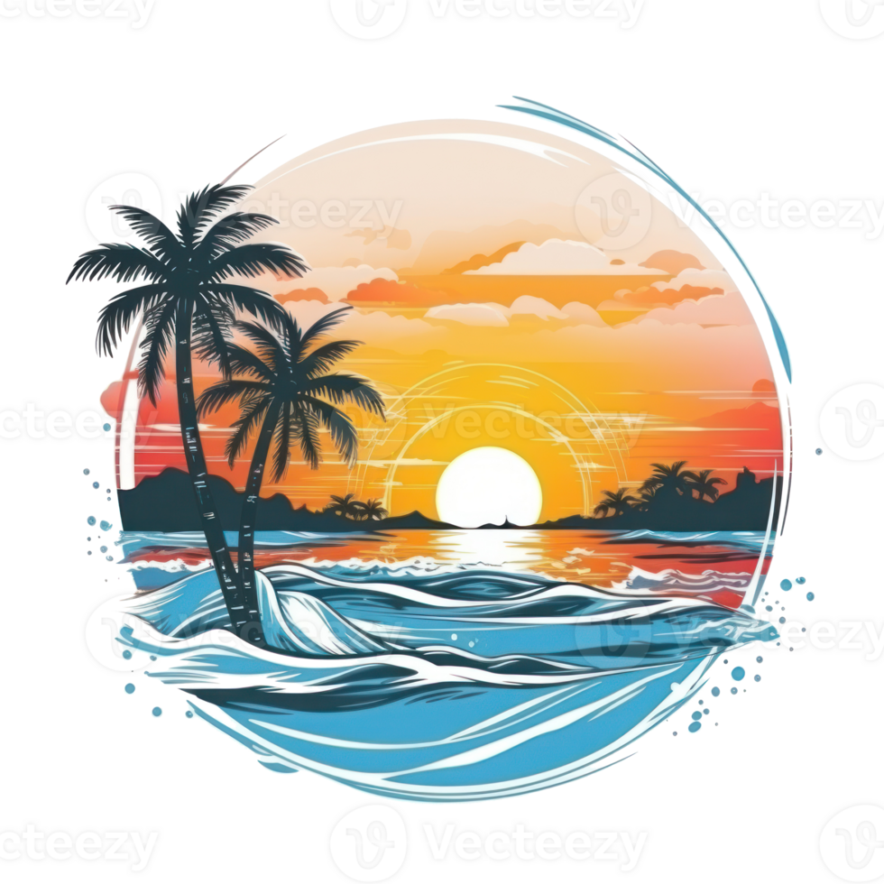Summer tropical t-shirt design. Illustration png