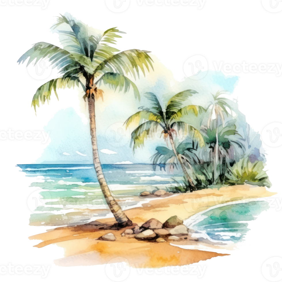 Watercolor tropical background. Illustration AI Generative png