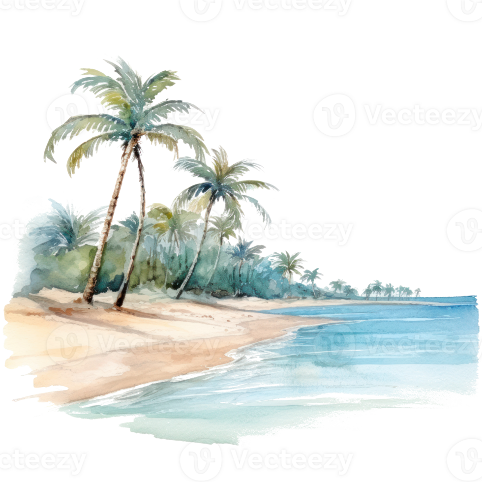 Watercolor tropical background. Illustration AI Generative png