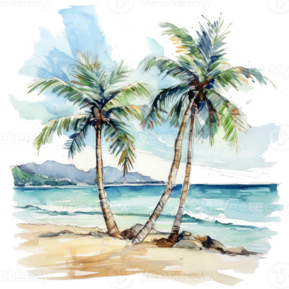 Watercolor tropical background. Illustration png