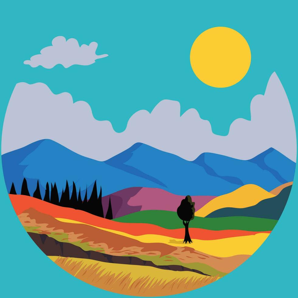 campo ver plano paisaje vector ilustración