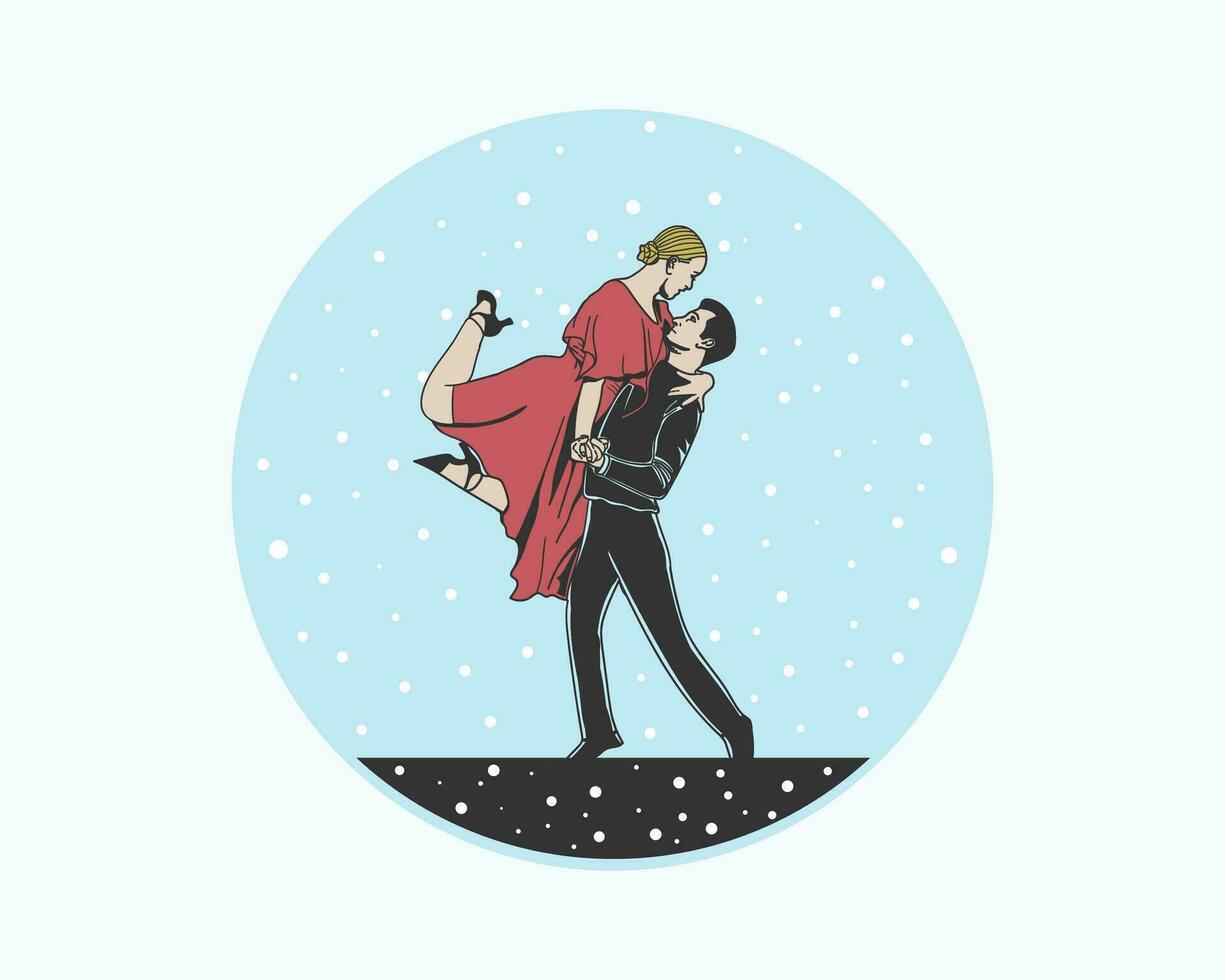 dancer flat vector illustration vintage style