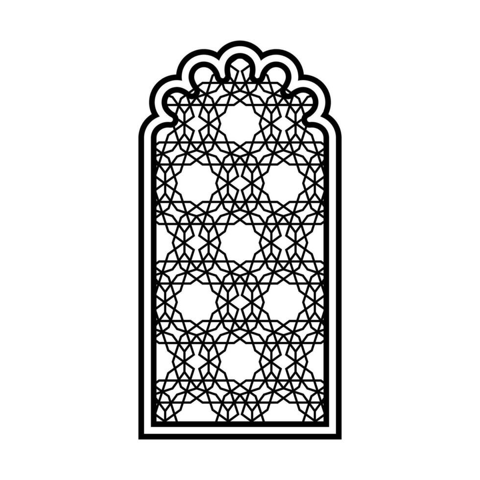 Openwork oriental window in silhouette style for printing and decoration Vector illustration.