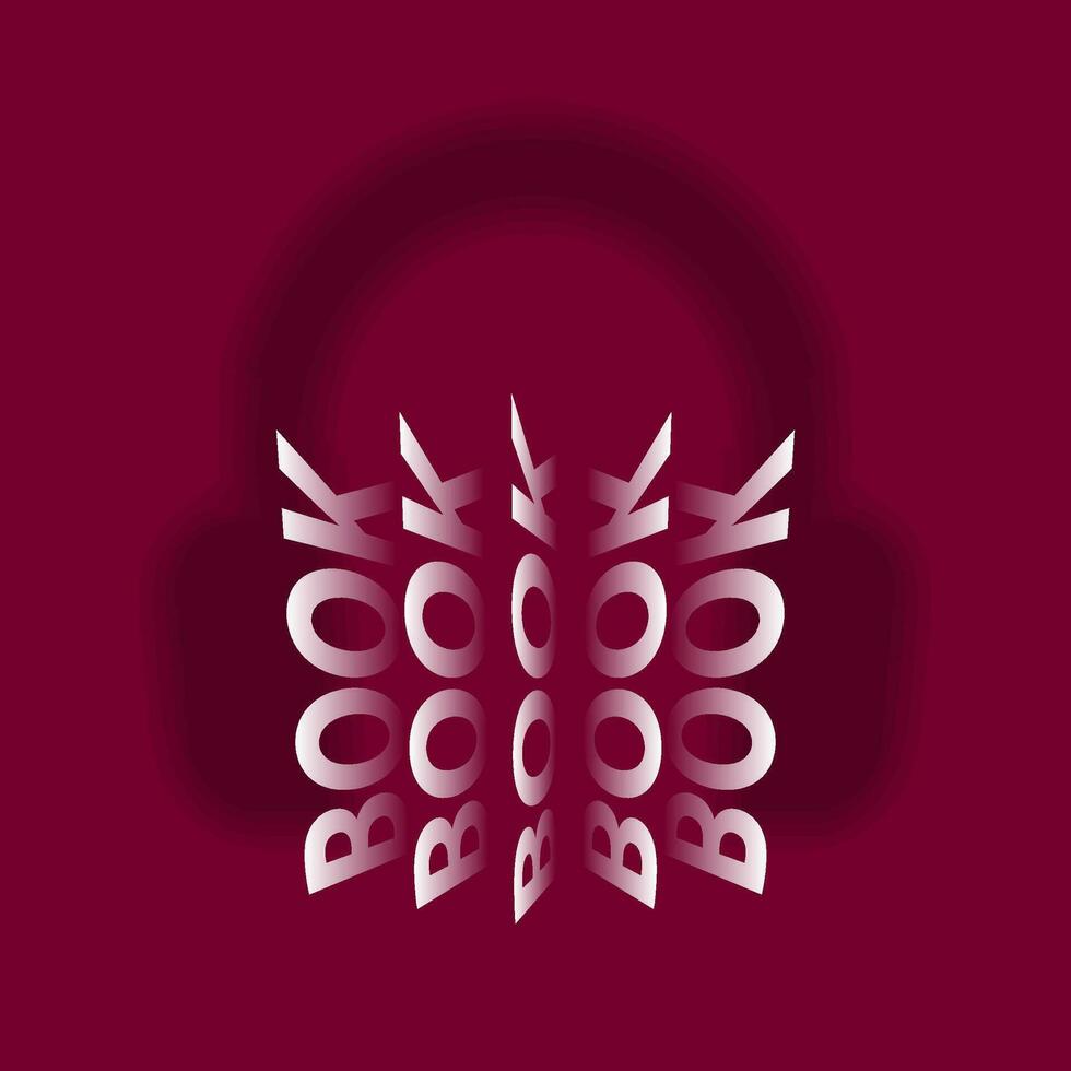 Audiobook concept in maroon with headphones for print and design. Vector illustration.