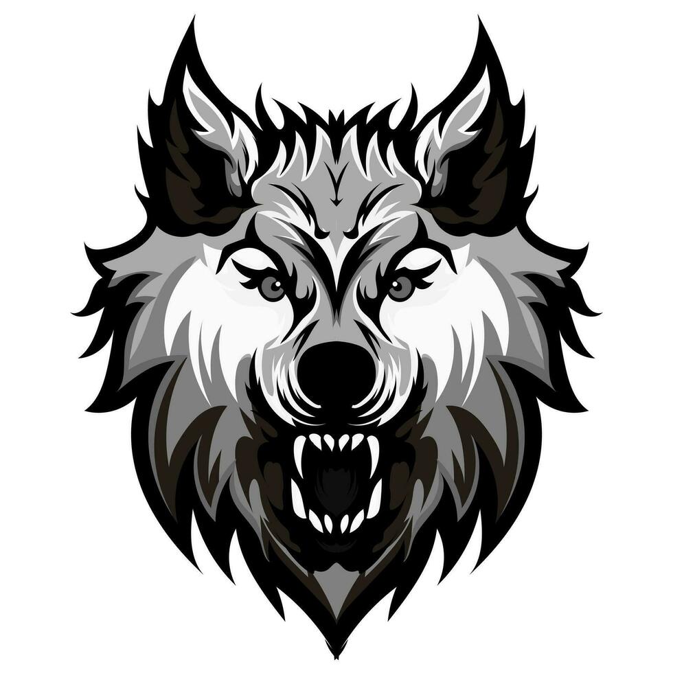 Wolf Head tattoos black-04 vector