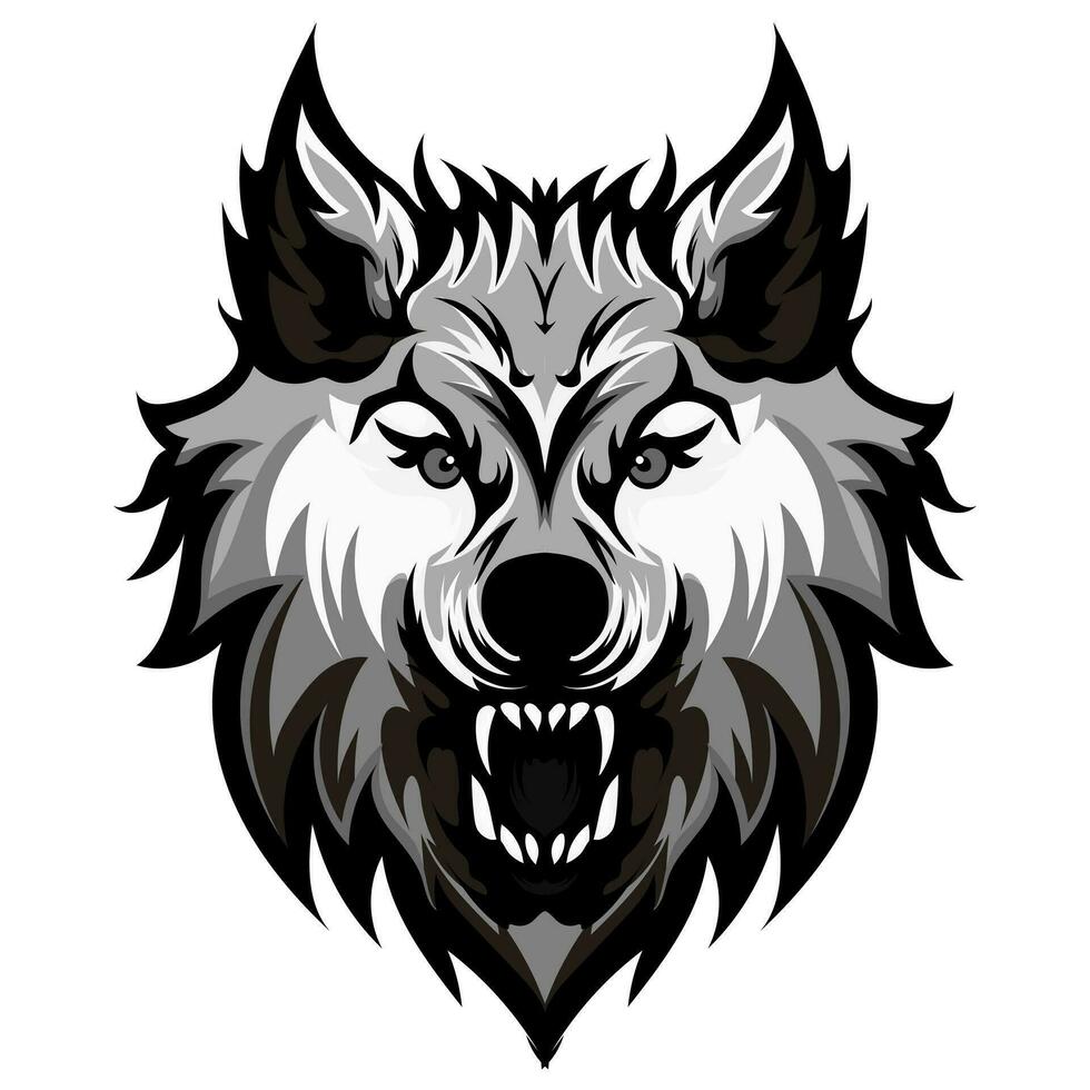 Wolf Head tattoos black-04 vector