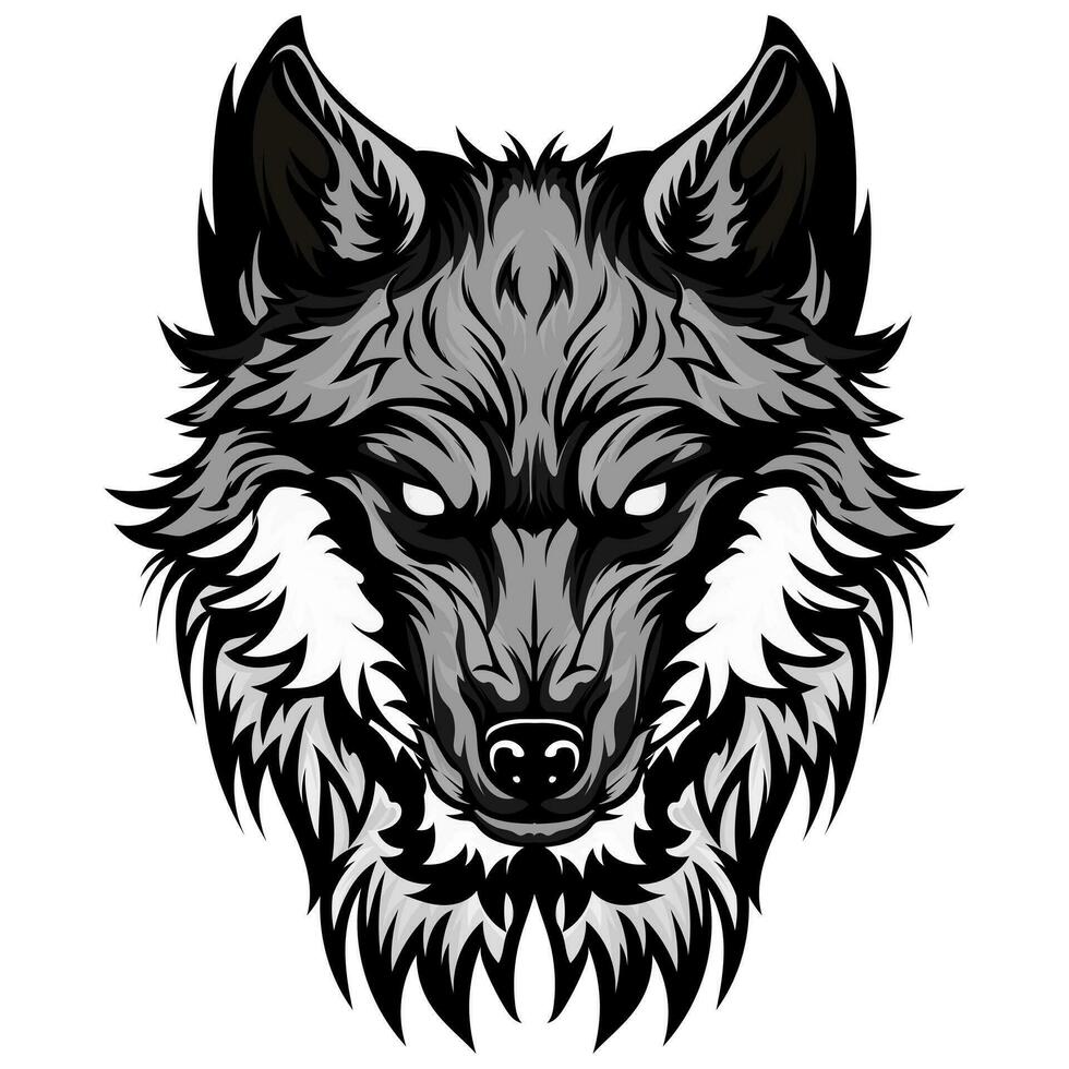 Wolf Head tattoos black-05 vector