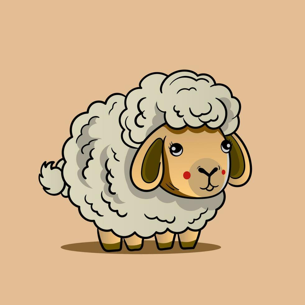linda oveja y RAM aislado retro ilustración. en pie ovejas silueta en blanco. granja coño Leche joven animales vector