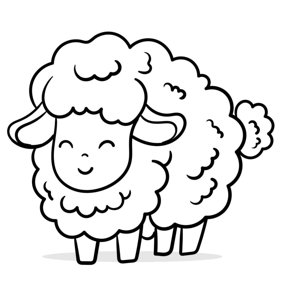 colorante página contorno de dibujos animados oveja o cordero. granja animales colorante libro para niños.negro contorno mano dibujado dibujos animados oveja en un blanco antecedentes. vector