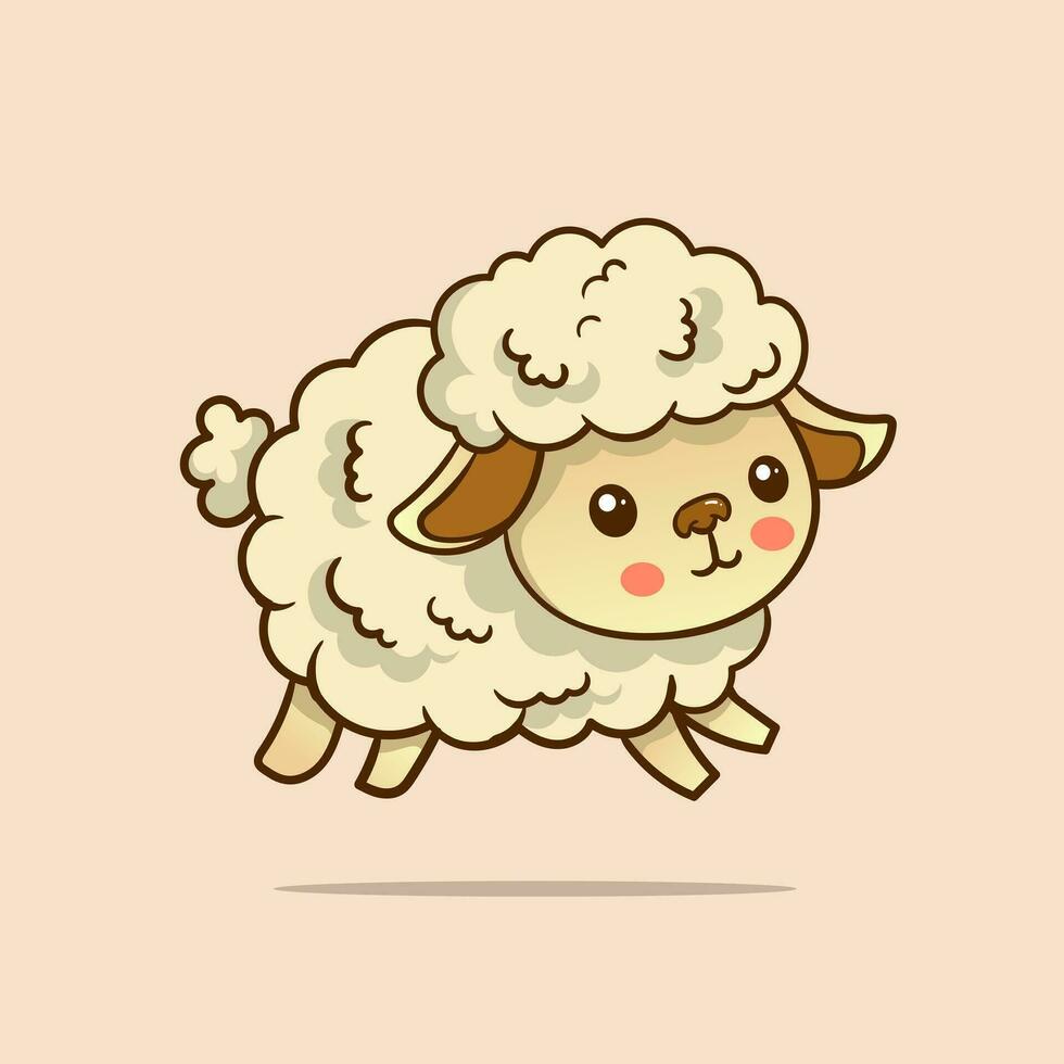 Cute Sheep and Ram isolated retro illustration. Standing Sheeps silhouette on white. Farm fanny milk young animals vector