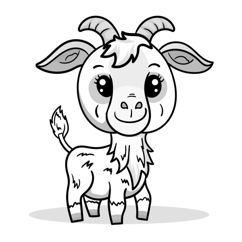 Cute Goat Cartoon Coloring Page Isolated for Kids vector
