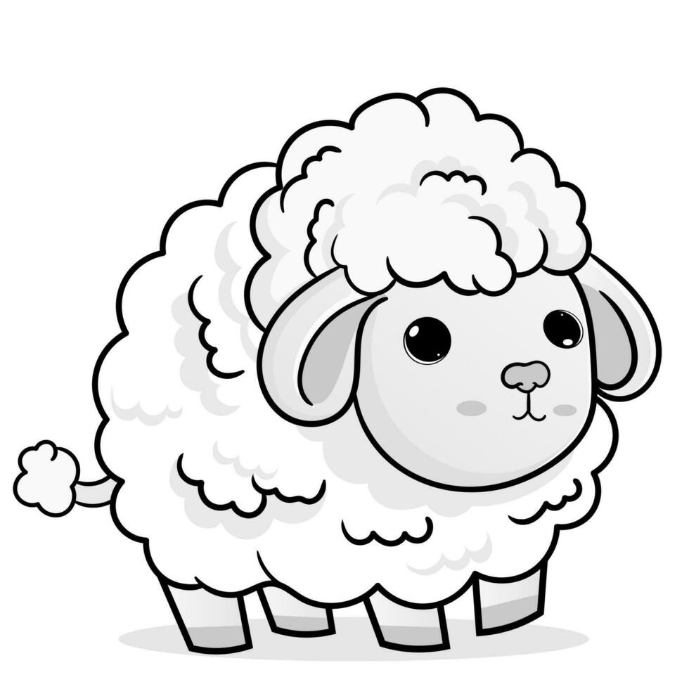 Coloring Page Outline of cartoon sheep or lamb. Farm animals. Coloring book for kids.black outline hand drawn cartoon sheep on a white background. vector