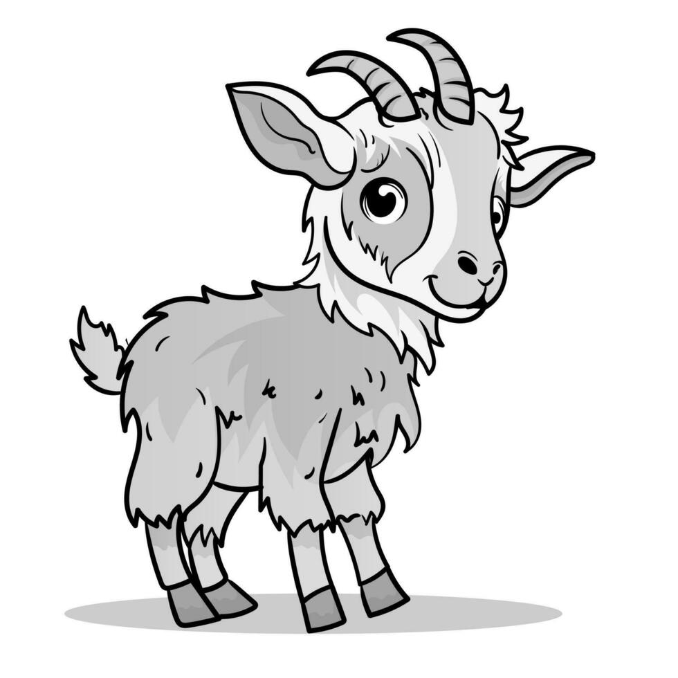 Cute Goat Cartoon Coloring Page Isolated for Kids vector