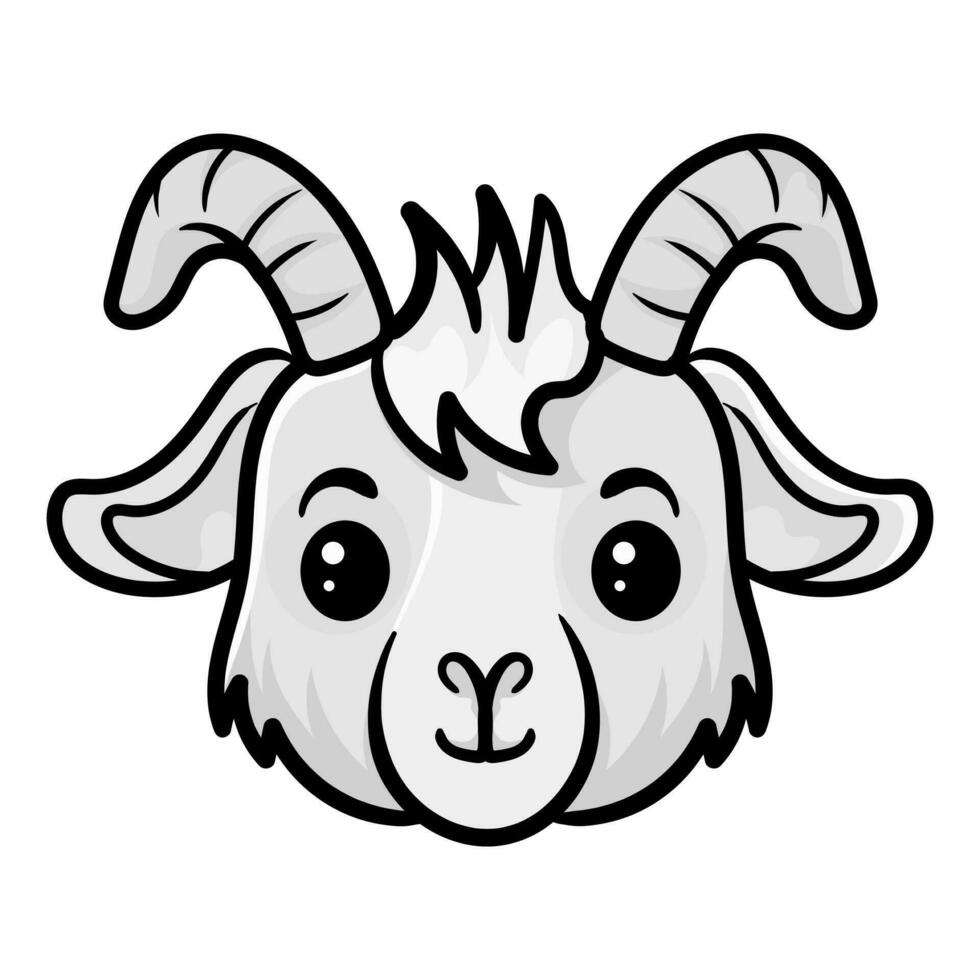 Cute Head Anatomy Goat Cartoon Coloring Page Isolated for Kids vector