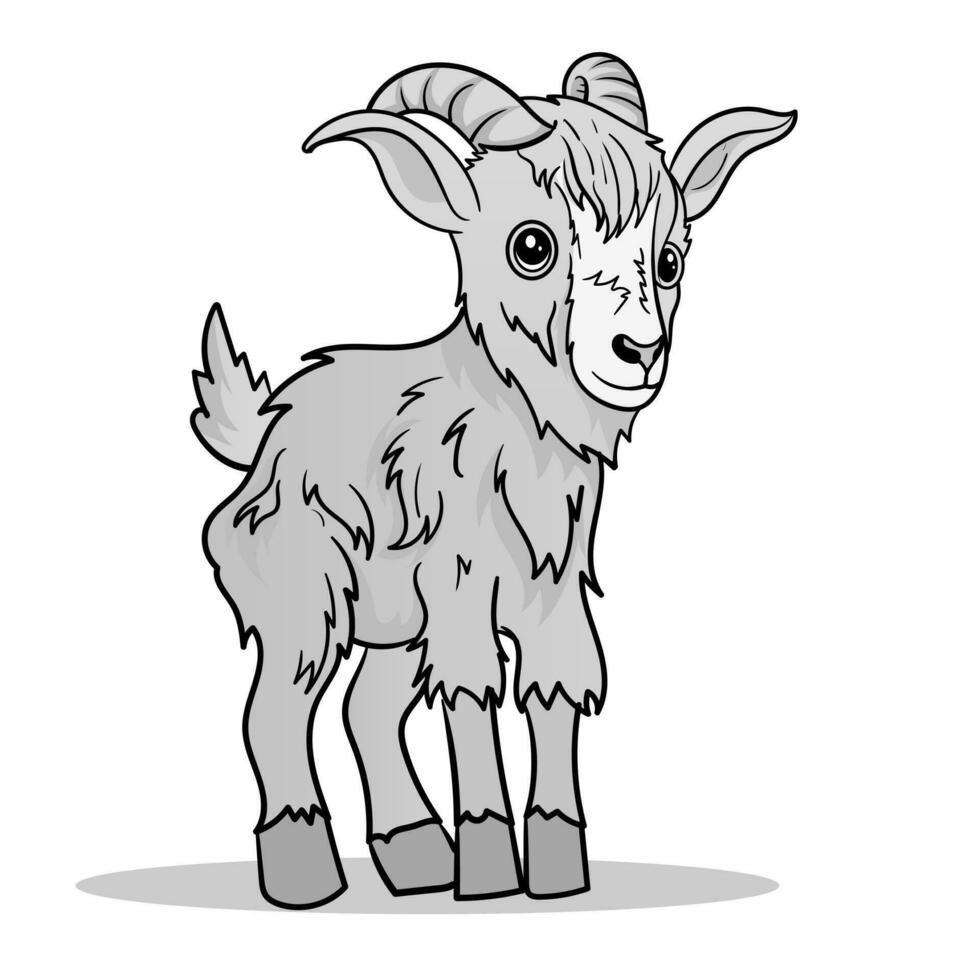 Cute Goat Cartoon Coloring Page Isolated for Kids vector