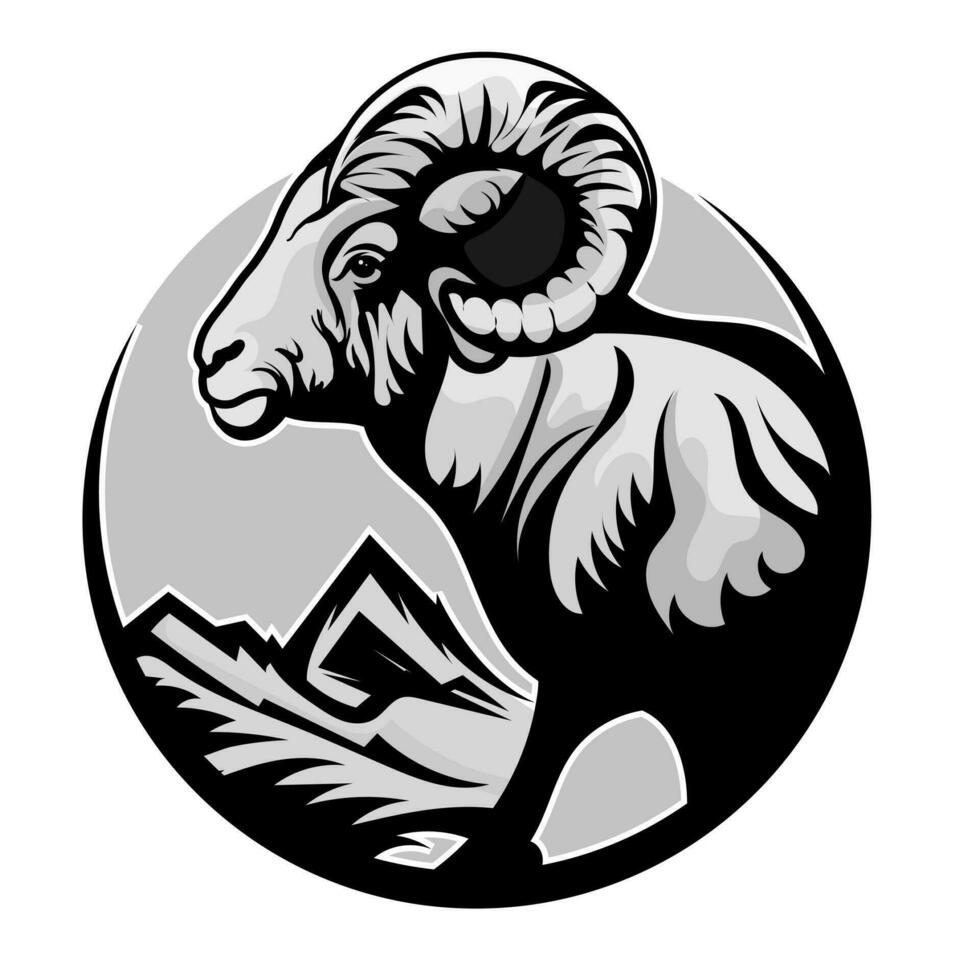 Goat Head Mascot Logo for Esport. Goat T-shirt Design. Sheep Logo. Sheep Sticker vector