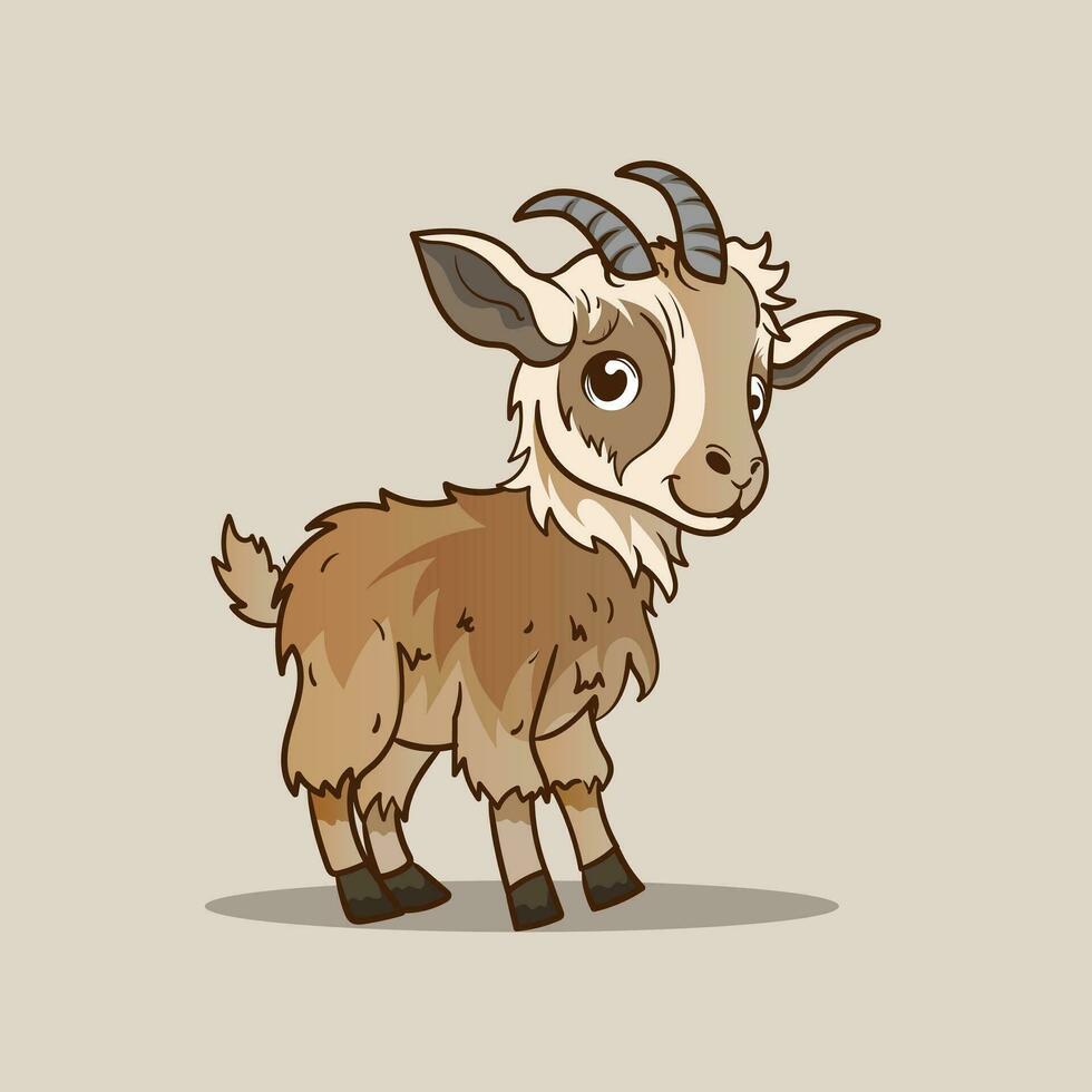 Cute Goat and Sheep Cartoon Mascot Character Illustration Isolated on white vector