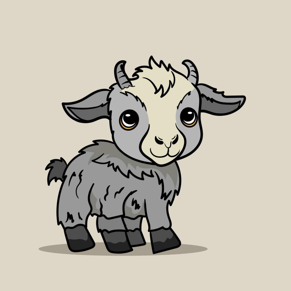 Cute Goat and Sheep Cartoon Mascot Character Illustration Isolated on white vector