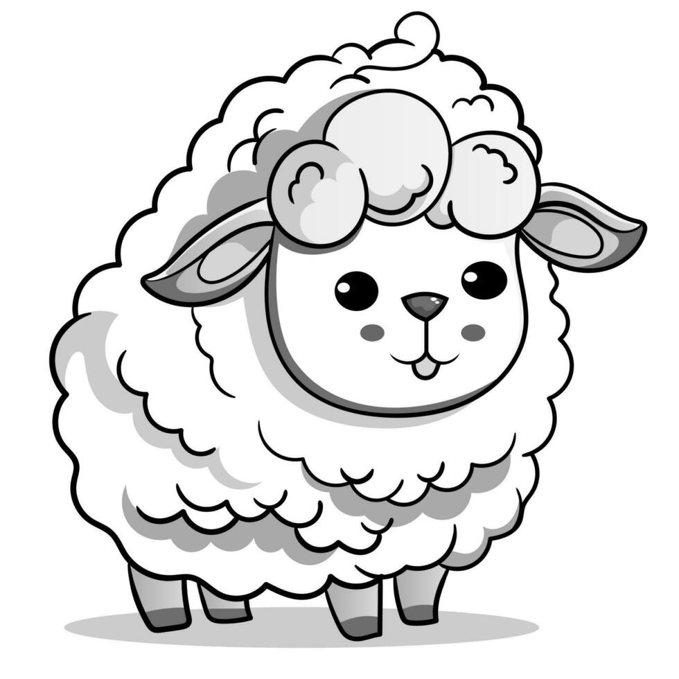 Coloring Page Outline of cartoon sheep or lamb. Farm animals. Coloring book for kids.black outline hand drawn cartoon sheep on a white background. vector
