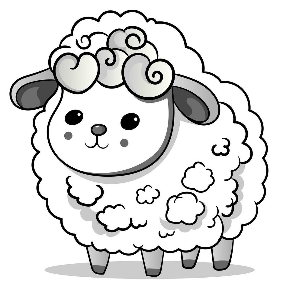 Coloring Page Outline of cartoon sheep or lamb. Farm animals. Coloring book for kids.black outline hand drawn cartoon sheep on a white background. vector