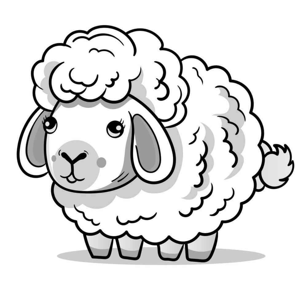 Coloring Page Outline of cartoon sheep or lamb. Farm animals. Coloring book for kids.black outline hand drawn cartoon sheep on a white background. vector
