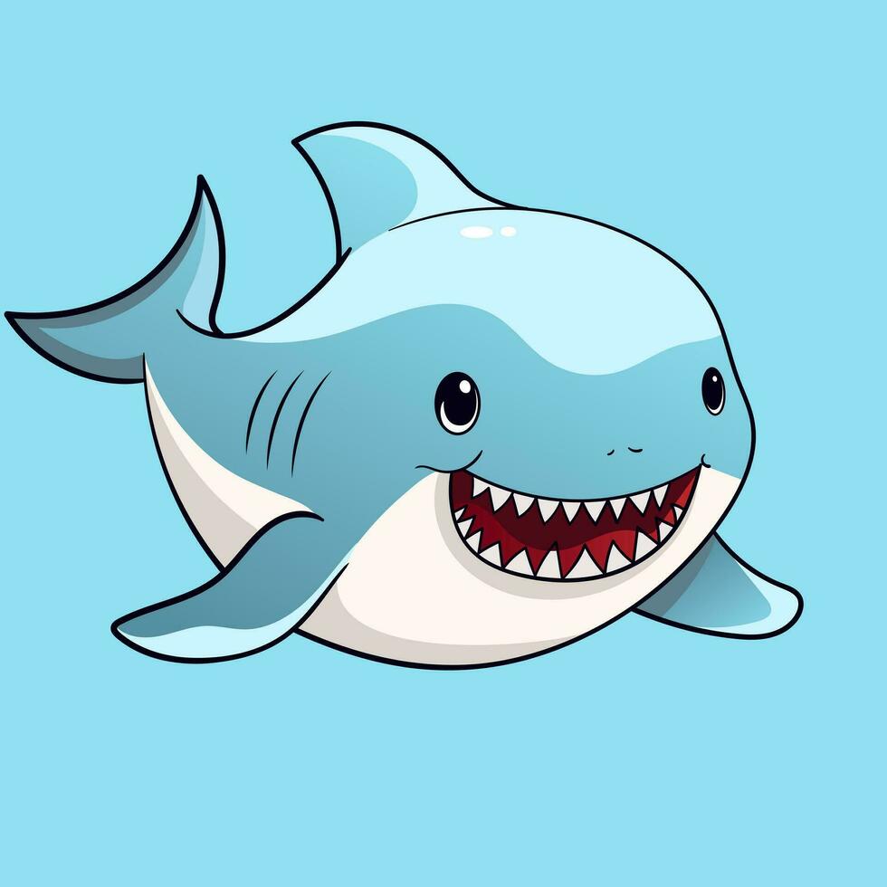 Cartoon Shark as Sea Animal Floating Underwater with water fountain blow vector illustration in flat style Graphic for Valentines Day cards, baby shower design and education kids
