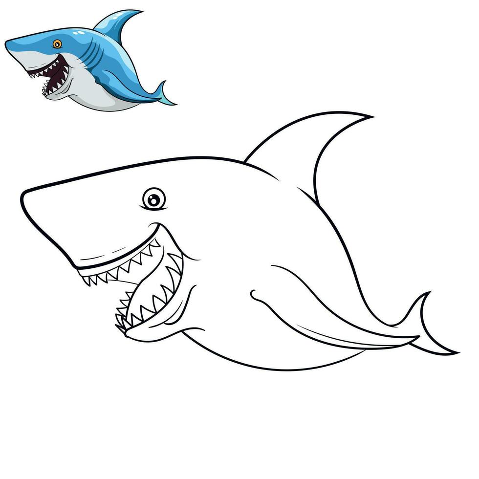 Shark coloring page for simple design or coloring books education shark line art vector